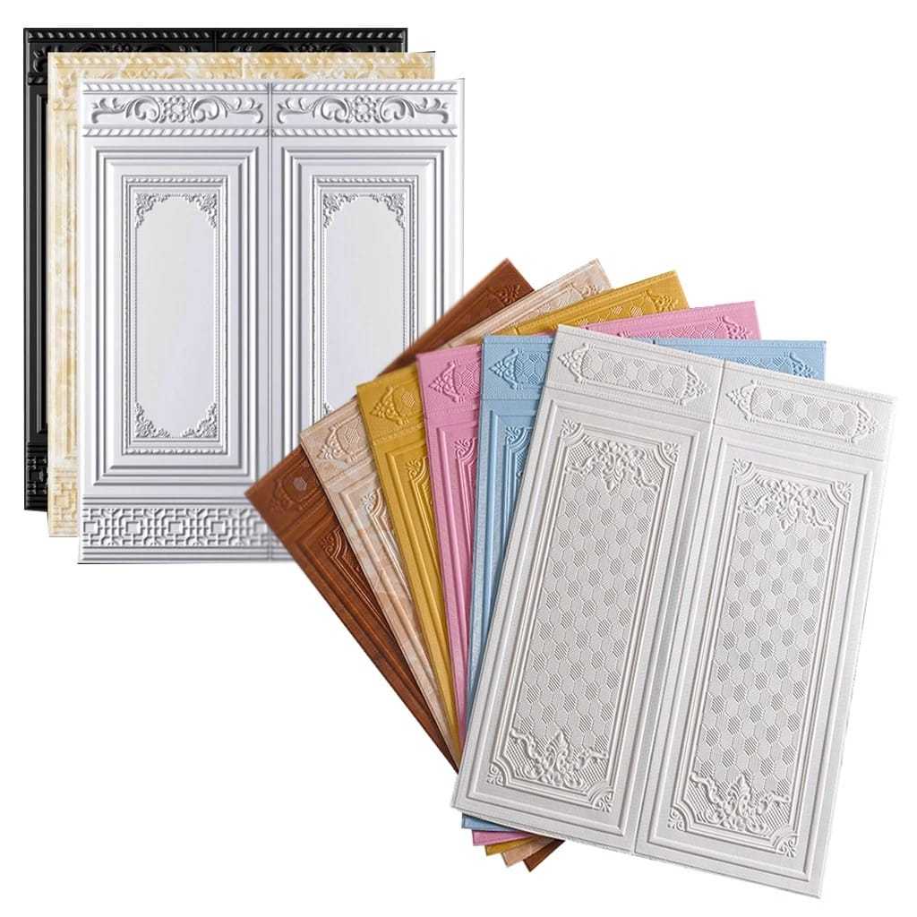 Wallpaper Dinding 3D Foam Wallfoam Motif Pintu Jati Wallpaper Sticker