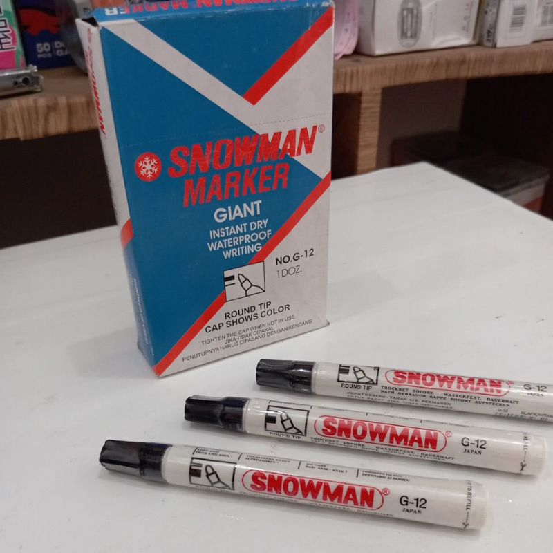 

Spidol Permanent SNOWMAN Hitam. G-12