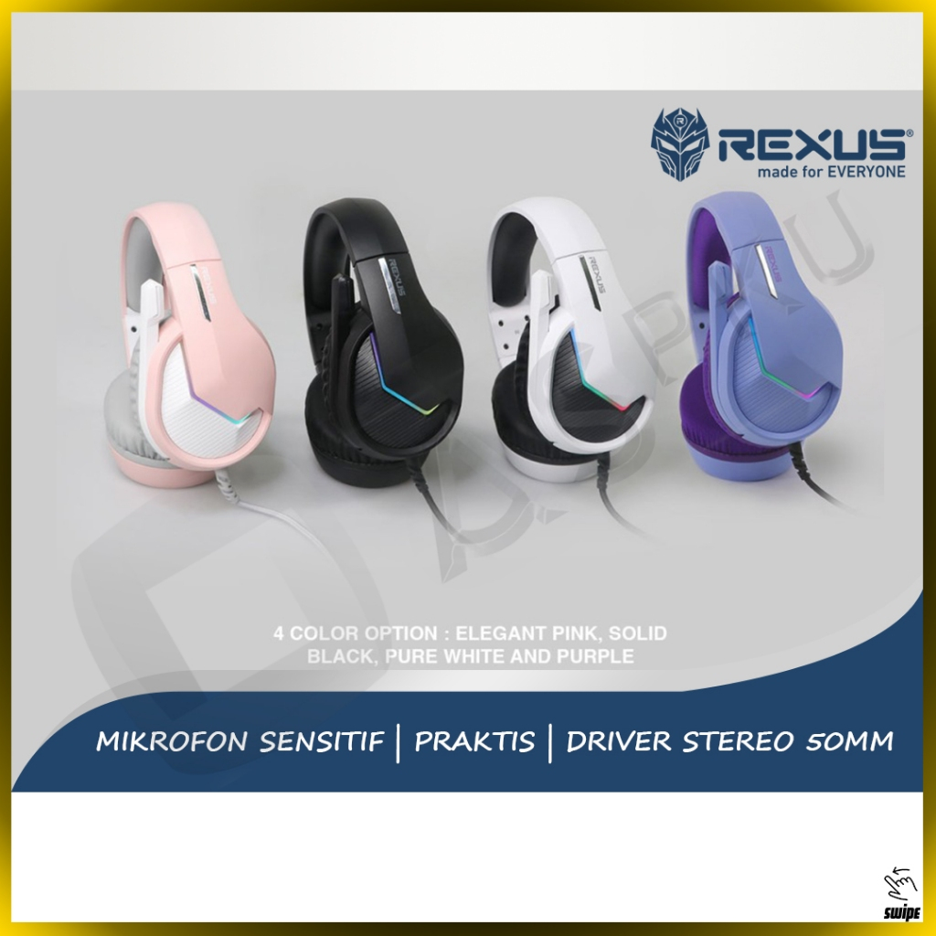 Rexus Headphone Gaming Vonix F80 Headset Earphone Handsfree Gamers PC Komputer Laptop Handphone