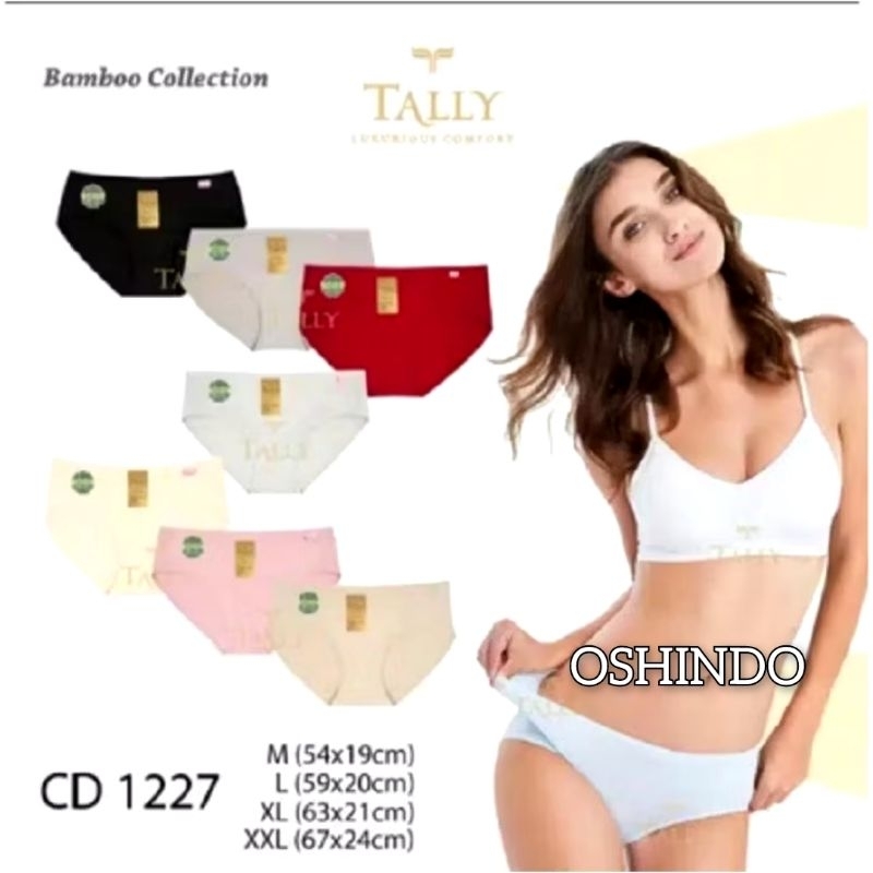 Tally 1227 CD Celana Dalam Wanita Sepinggul Bahan Katun Bambu Ukuran M L XL XXL