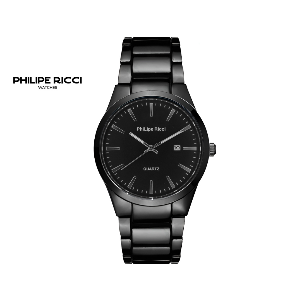 TERMURAH PhiLipe Ricci Jam Tangan Pria Rantai Hitam 100% Ori Business Analog Simple Modern 6099