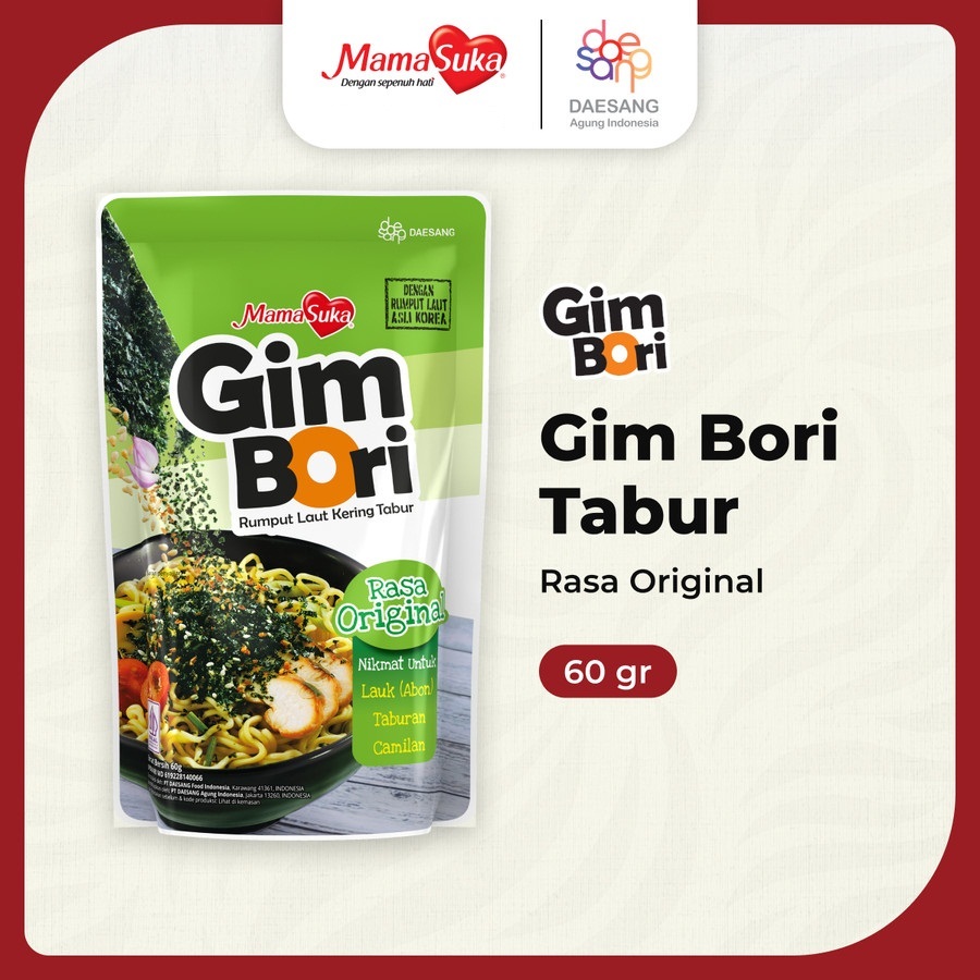 

MAMASUKA GIM BORI 60gr / Bon Nori Kemasan Pouch / Rumput Laut Kering Tabur