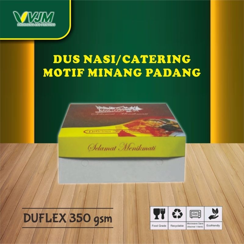 ISI 50 PCS BOX NASI KOTAK / CATERING DUS 18 X 18 MOTIF MINANG NASI PADANG 350 GSM