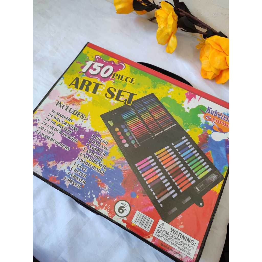 

tyvf set crayon / set alat mewarnai/melukis anak isi 150pcs alat mewarnai - hitam,biru,pink