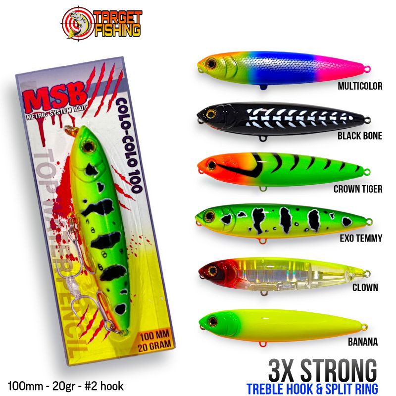 MSB Colo-Colo 100 WTD 20gram Top Water Pencil - Umpan Casting Toman dan Blackbass