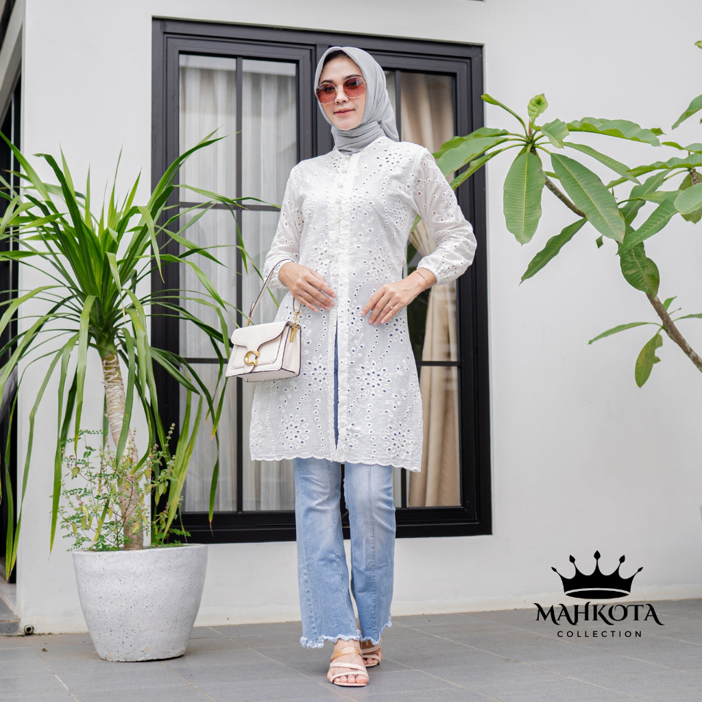 Chea tunik cotton bordir/tunik kondangan/tunik lebaran/ Tunik Katun Bolong