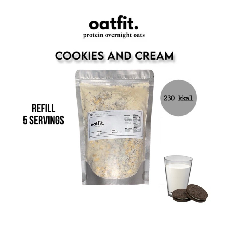 

Oatfit Refill (5 servings) Cookies and Cream Protein Overnight Oats Oatmeal