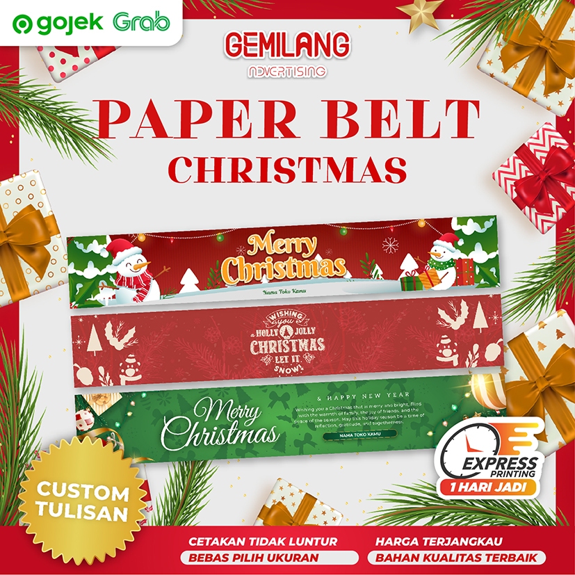 

Paper Belt NATAL/ROLLER / PITA / Sleeve Spesial Imlek/Cetak Print Label Kemasan/Packaging/Segel Box Toples TAHUN BARU