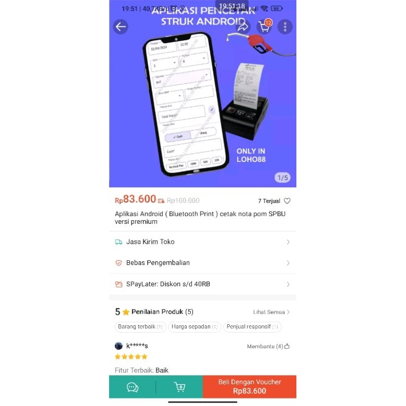 aplikasi android (bluetooth print) cetak nota pom spbu versi premium loho88 penipu