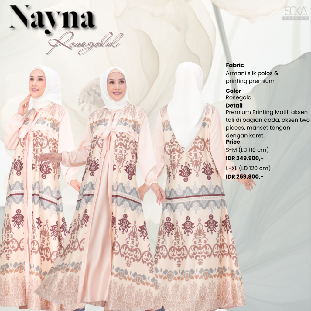 Gamis Long Dress Nayna Rose Gold - Fashion Muslim