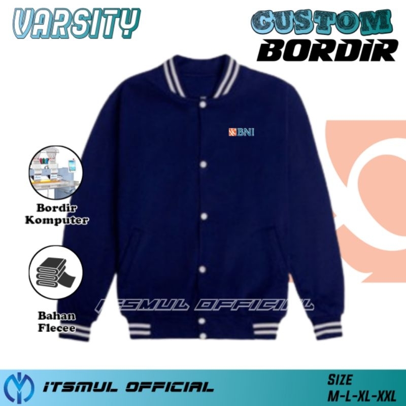 Jaket Varsity Bank BNI Bordir Custom