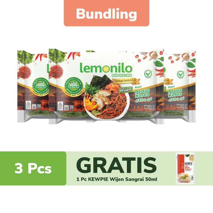 

3 Pcs Lemonilo Mie Goreng Pedas Korea FREE KEWPIE Wijen Sangrai 50ml