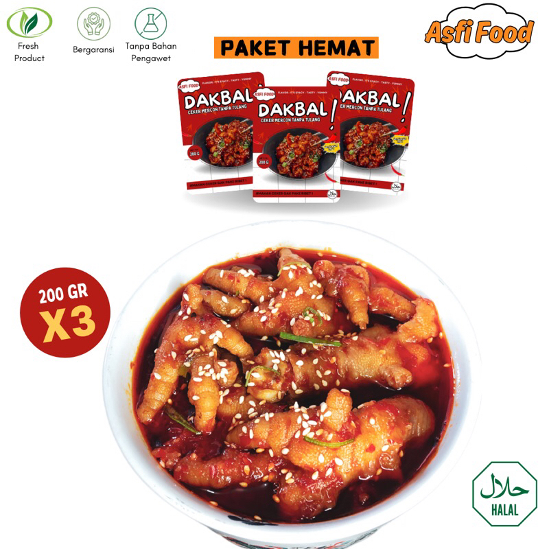 

Asfi food - Dakbal Ceker Mercon Tanpa Tulang 200gram