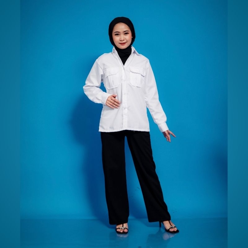 BAJU KAMEJA PUTIH PNS ANS WANITA BAJU PNS CEWEK KAMEJA PDH WANITA SERAGAM KAMEJA KERJA TANGAN PANJAN