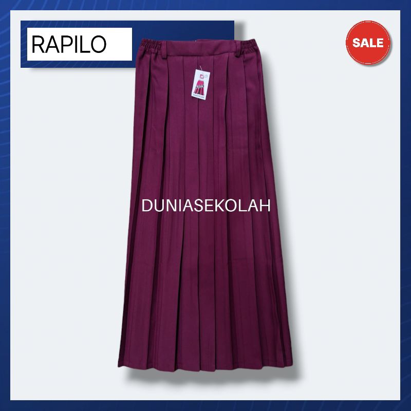 Rok Sekolah SD MI Panjang Merah Tua Maroon Bahan Rapilo Tebal Premium