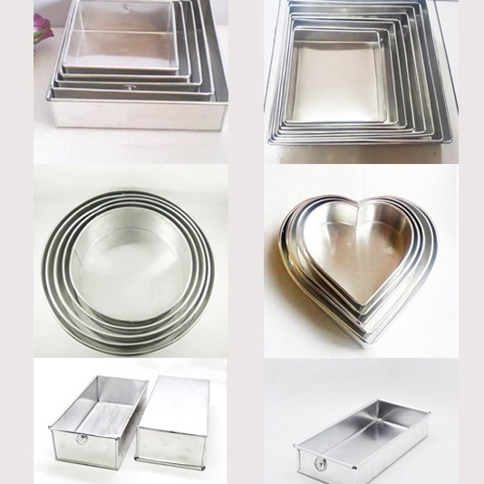 KUALITAS SUPER Loyang Kotak Bulat Brownies Hati Cake Bolu Aluminium Kue Kukus Persegi Panjang Pangga
