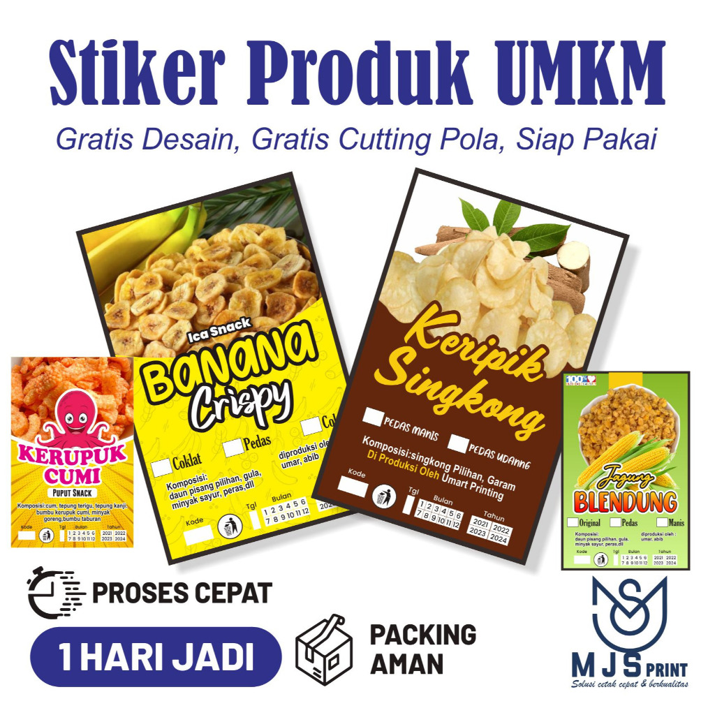 

Stiker Produk UMKM Label Harga Makanan dan snack Merk Jualan