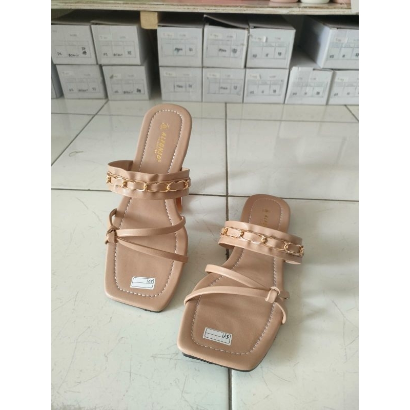 S102- Sendal Teplek Kulit Dewasa Sendal Kulit Wanita Dewasa Sendal Slop Dewasa Sendal Viral Sendal K