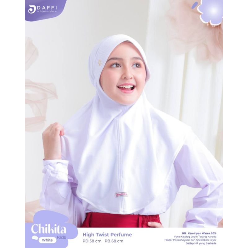 Hijab Anak Sekolah Hijab Anak Putih Polos Chikita by Daffi Hijab