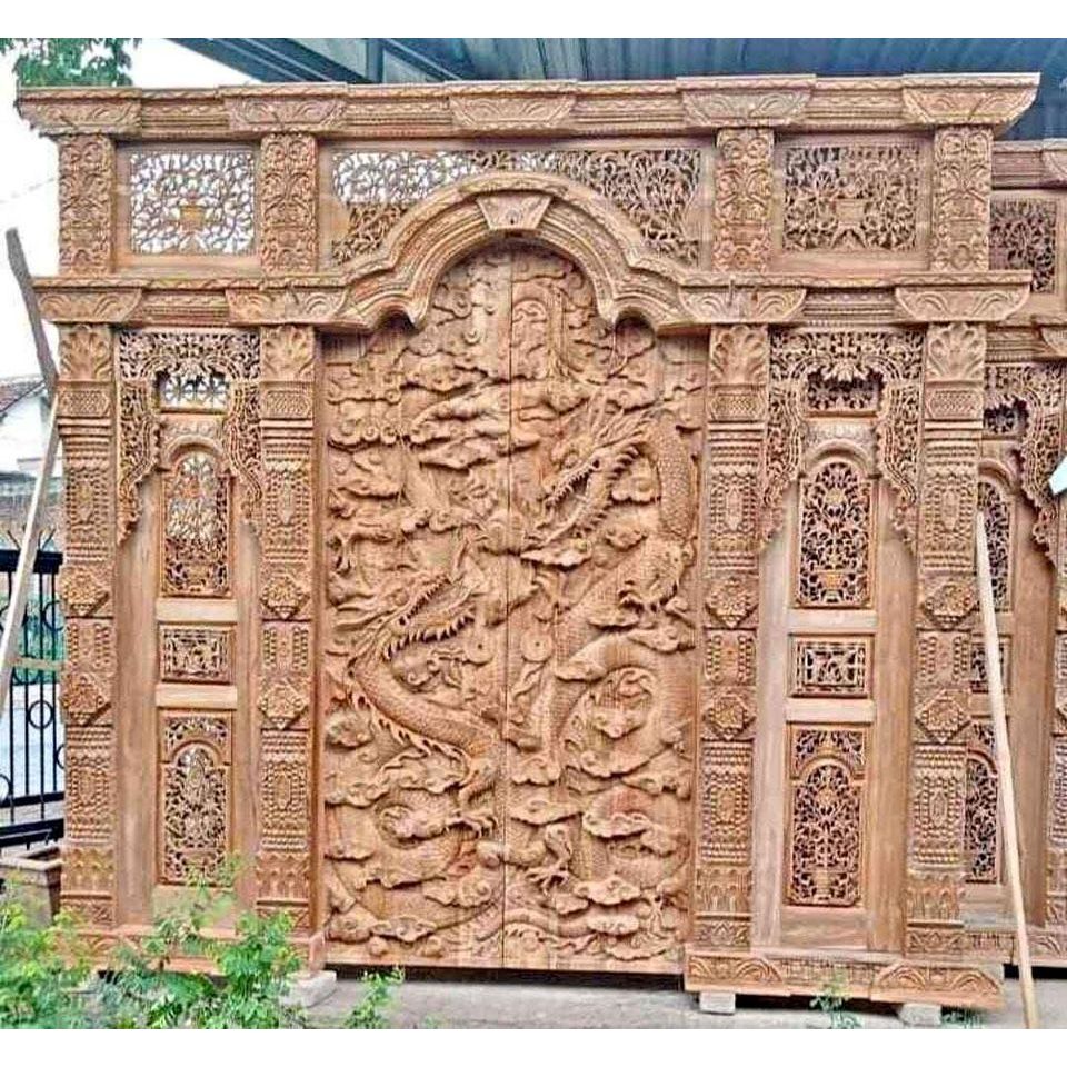 Pintu Ukir Gebyok/Pintu Ukir Naga Ful Kayu Jati