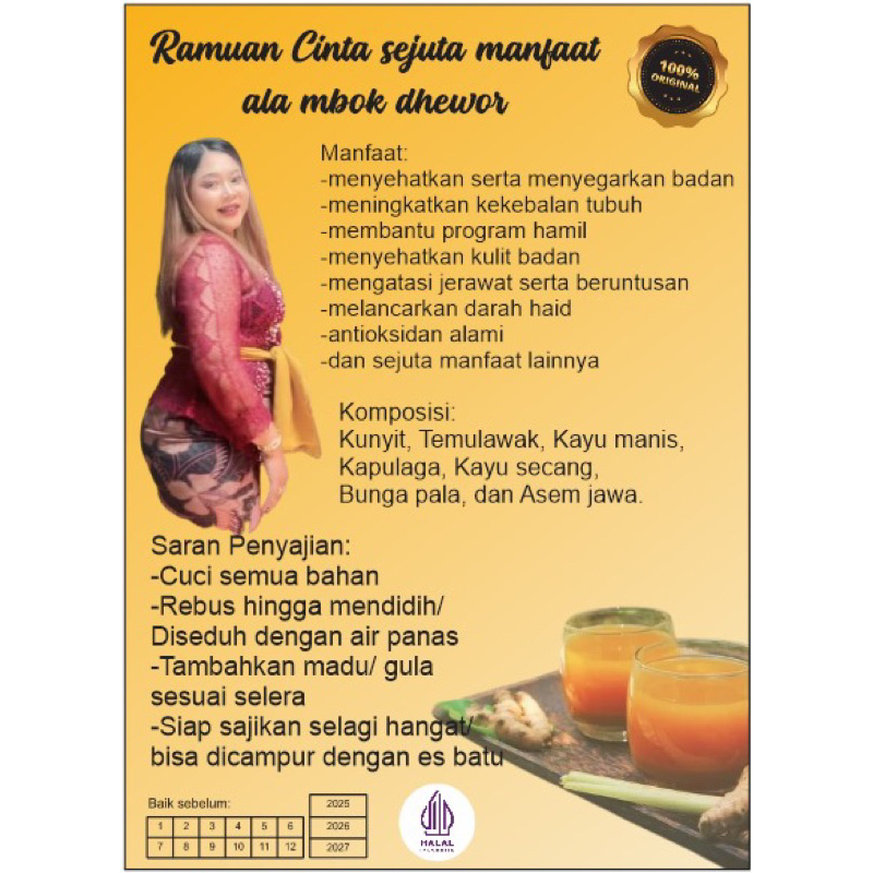 

Ramuan Cinta By MBOK DHEWOR Original Jamu Pelangsing Herbal Diet Ampuh Peluntur Lemak Promil Pelancar Haid