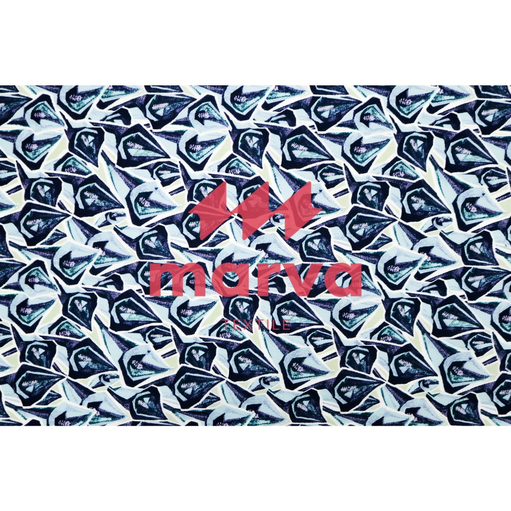 Kain Batik Meteran Premium Bahan 100% katun motif abstrak warna Biru by Marva textile