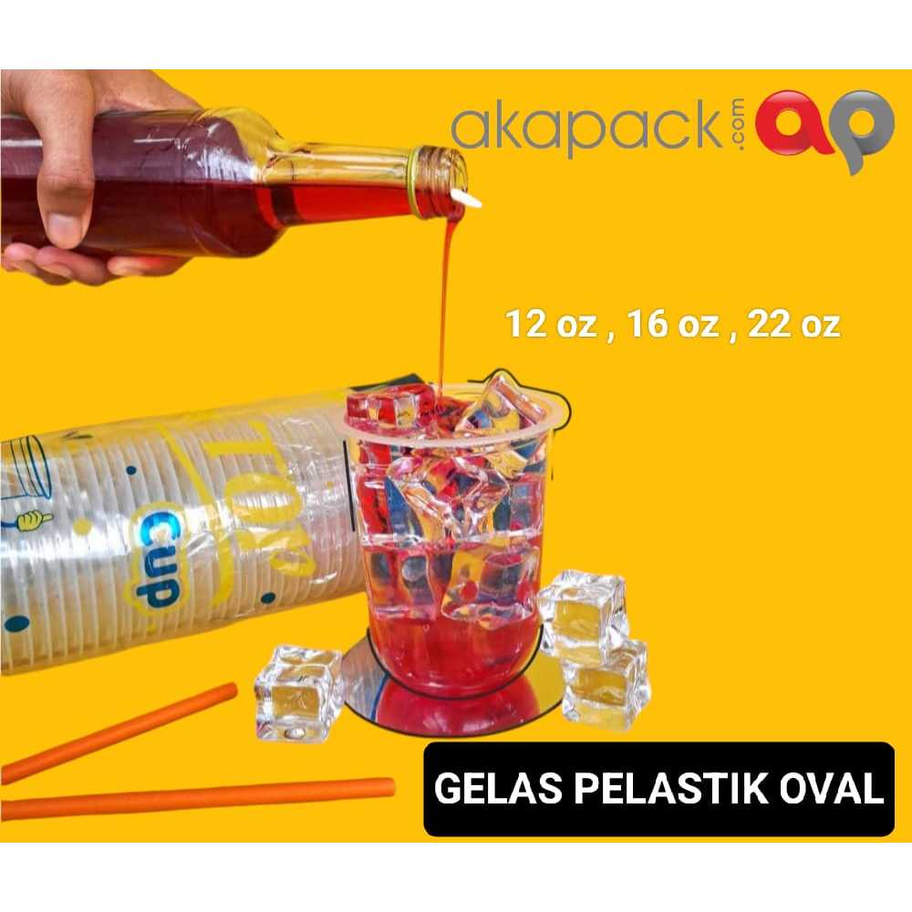 Gelas Pelastik Oval 16oz / Cup Pelastik Oval 180ml / Cup Minuman