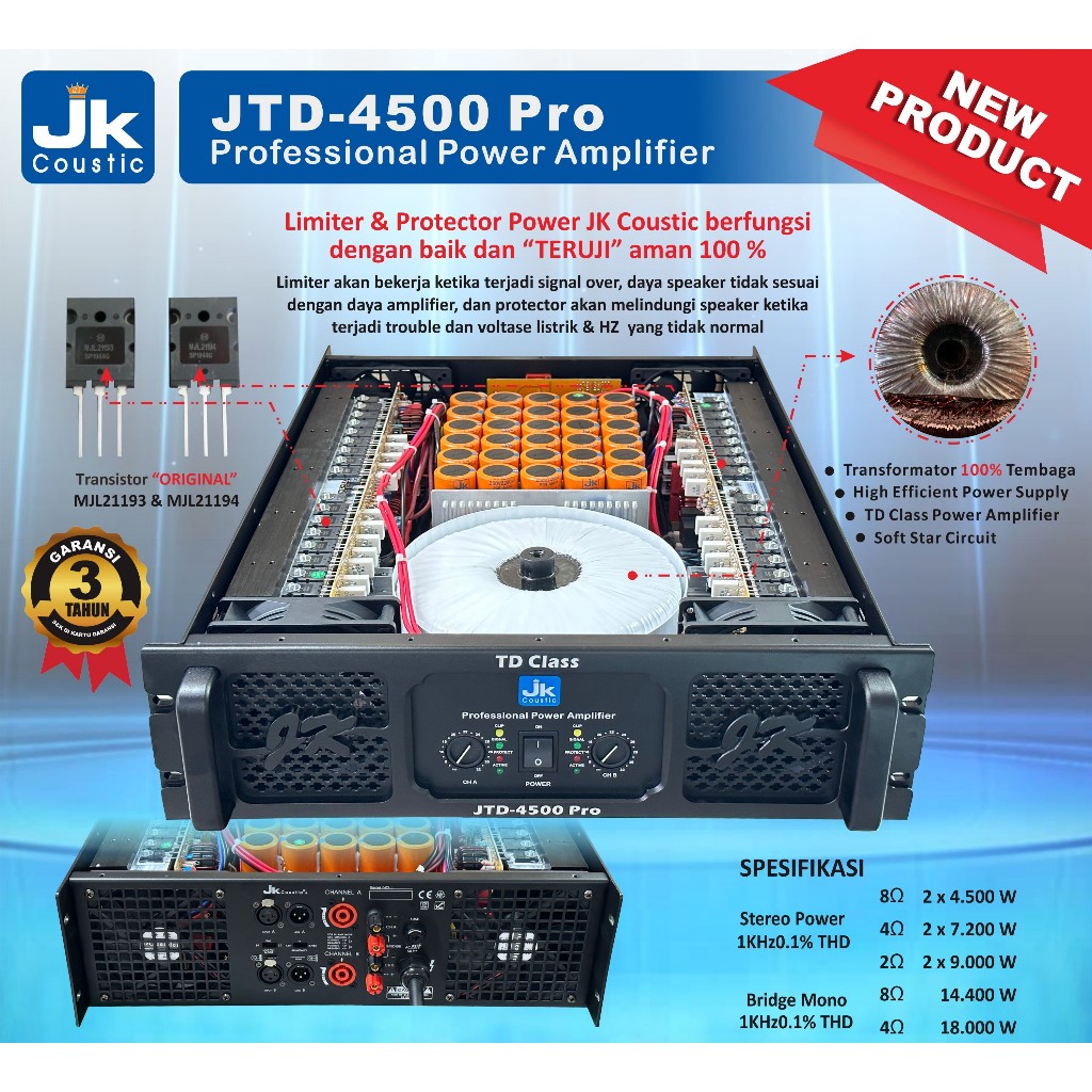 Power Amplifier Jk Coustic JTD 4500 Pro