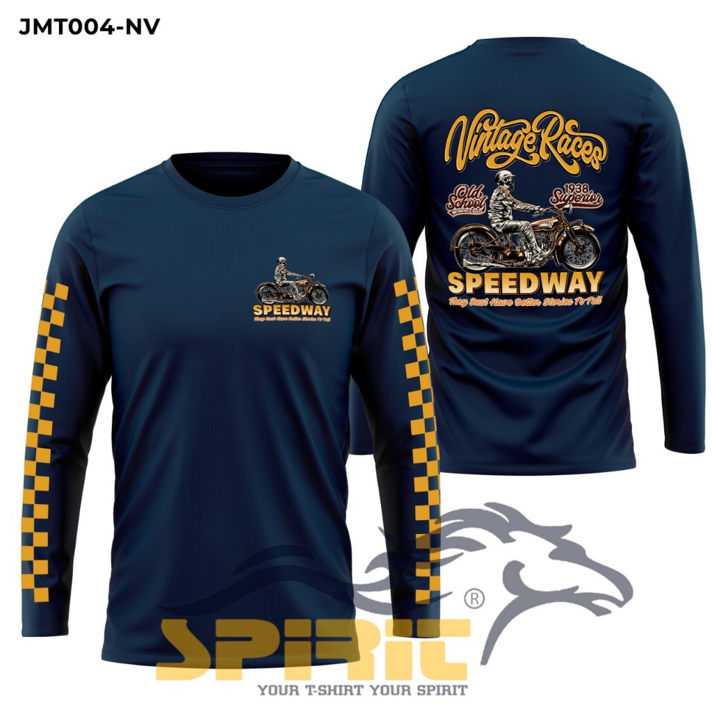 Kaos Motor Custom Vintage Races Speedway Motorcycle Lengan Panjang Baju Kaos Otomotif Motor Tua 1938