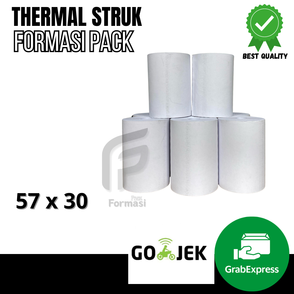 

KERTAS STRUK KASIR, PAPER ROLL 57x30 KASIR EDC, KASIR PRINTER MINI BLUETOOTH 57MM CORELESS