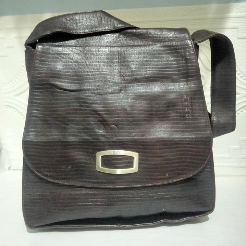 Tas pria Ssamzie kulit asli motif biawak