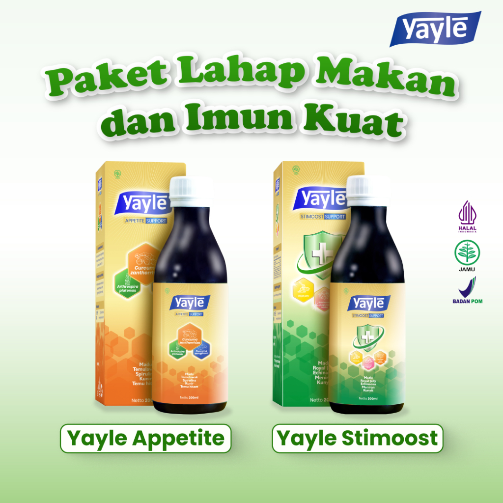 Paket Yayle Apettite & Yayle Stimoost -Vitamin Penambah Nafsu Makan&Meningkatkan Daya Tahan Tubuh An