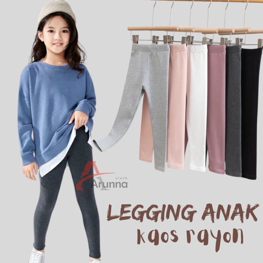 Legging Anak Perempuan Bahan Rayon Leging kaos polos usia 1-12 Tahun