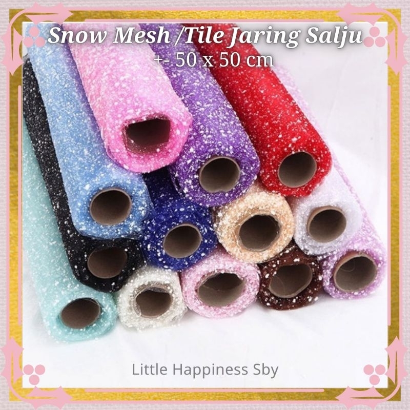Murah! (Ecer) Tile salju jaring snow mesh 50x50cm kain tile wrapping buket bunga bukan kertas cellop