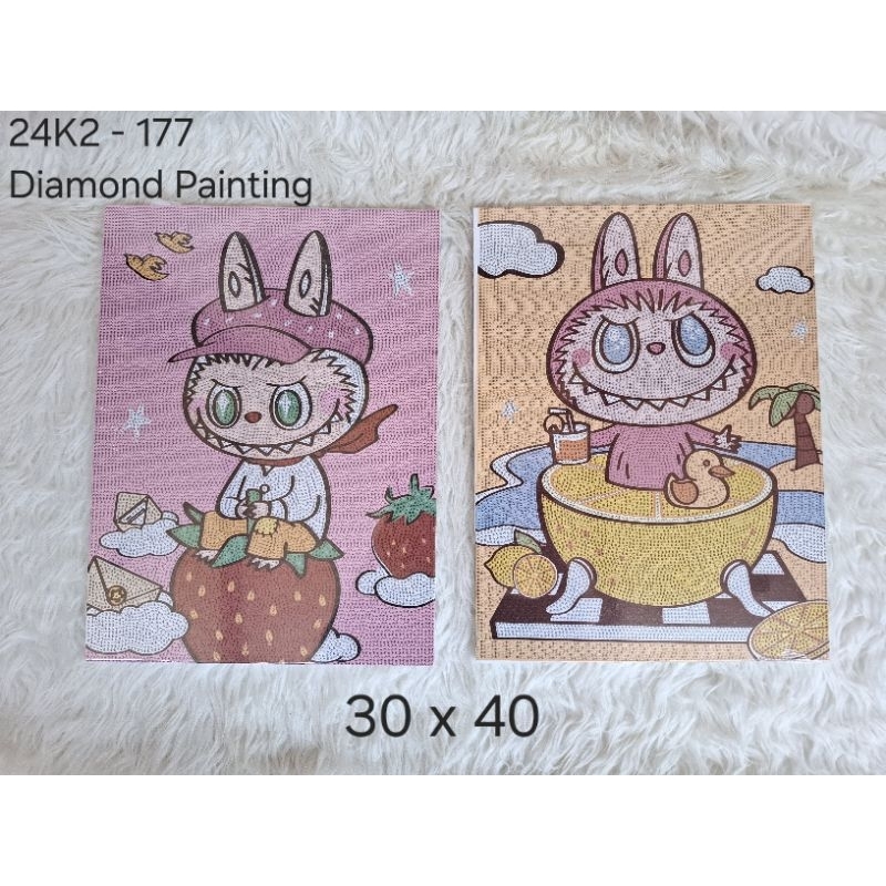 

LABUBU Diamond Painting SET 30 x 40 cm with Kanvas melukis anak anak dewasa DIY karakter kartun lucu