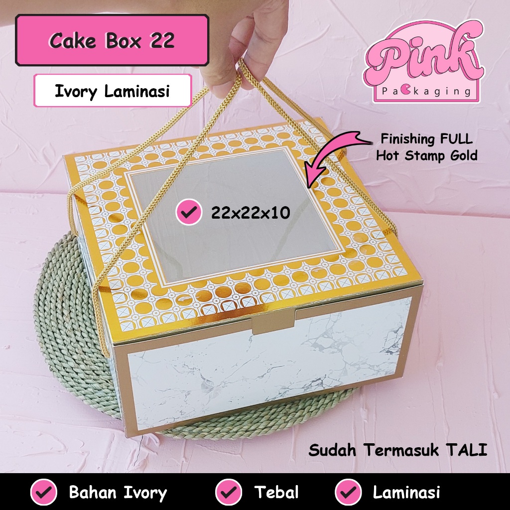 

Cake Box Puding Bolu Dus Hampers 22x22x10 cm EID LAMINASI Gold Box Hampers Natal & Idul Fitri Mewah