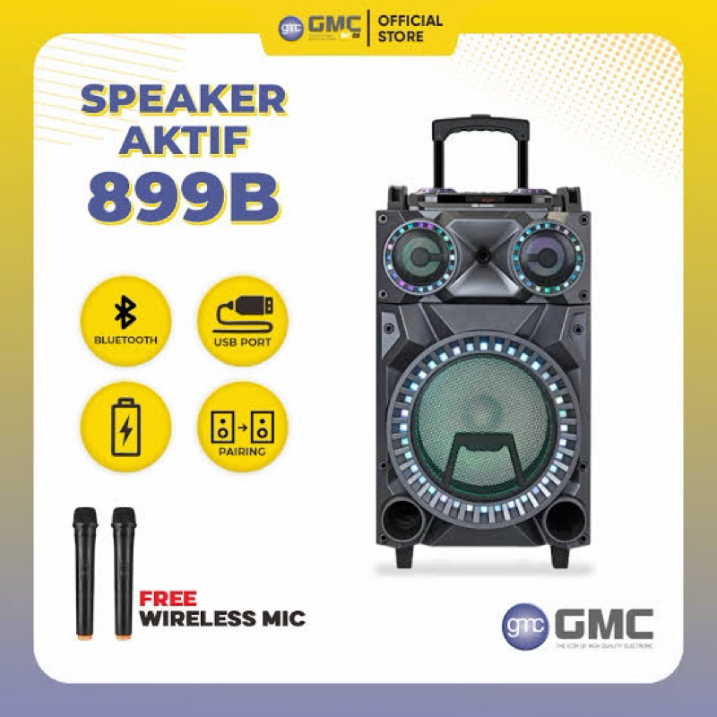 speaker gmc 899B Bluetooth 12 inc 2 mic wireless