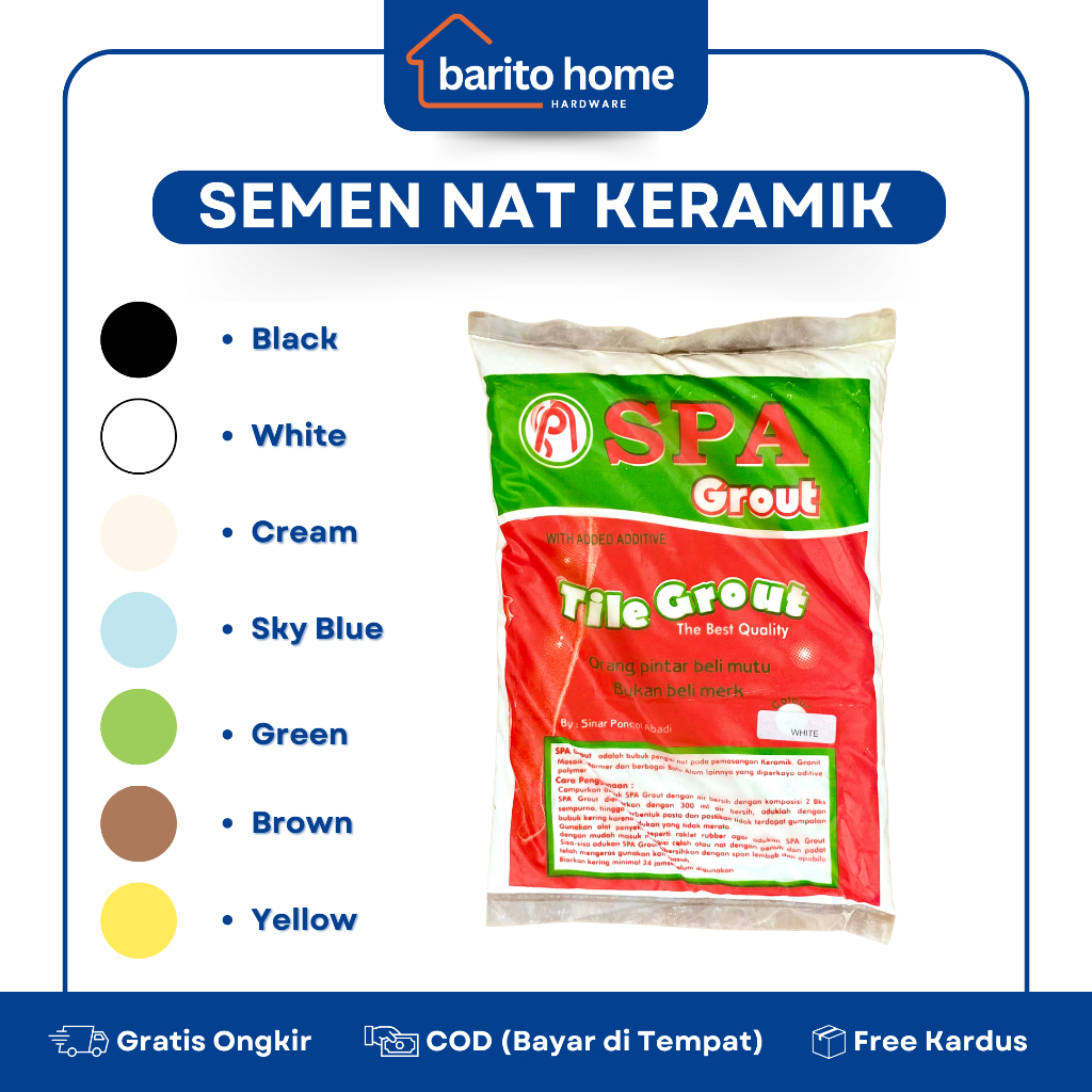SPA Grout Semen Nat Keramik 1 Kg Pengisi Nat Tile Grout Semen Warna Keramik Marmer Granit Mosaik Hit