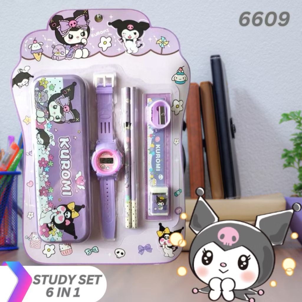 

PAKET Alat Tulis Set Pensil Set Motif Sanrio Alat Tulis Lengkap Jam Tangan Anak Sanrio Kuromi Chinamooroll Melody//Stationery Untuk Hadiah Anak Sekolah Sanrio / Alat Tulis Set Kotak Pensil Karakter Kuromi /Stationery /kotak pensil set karakter sanrio