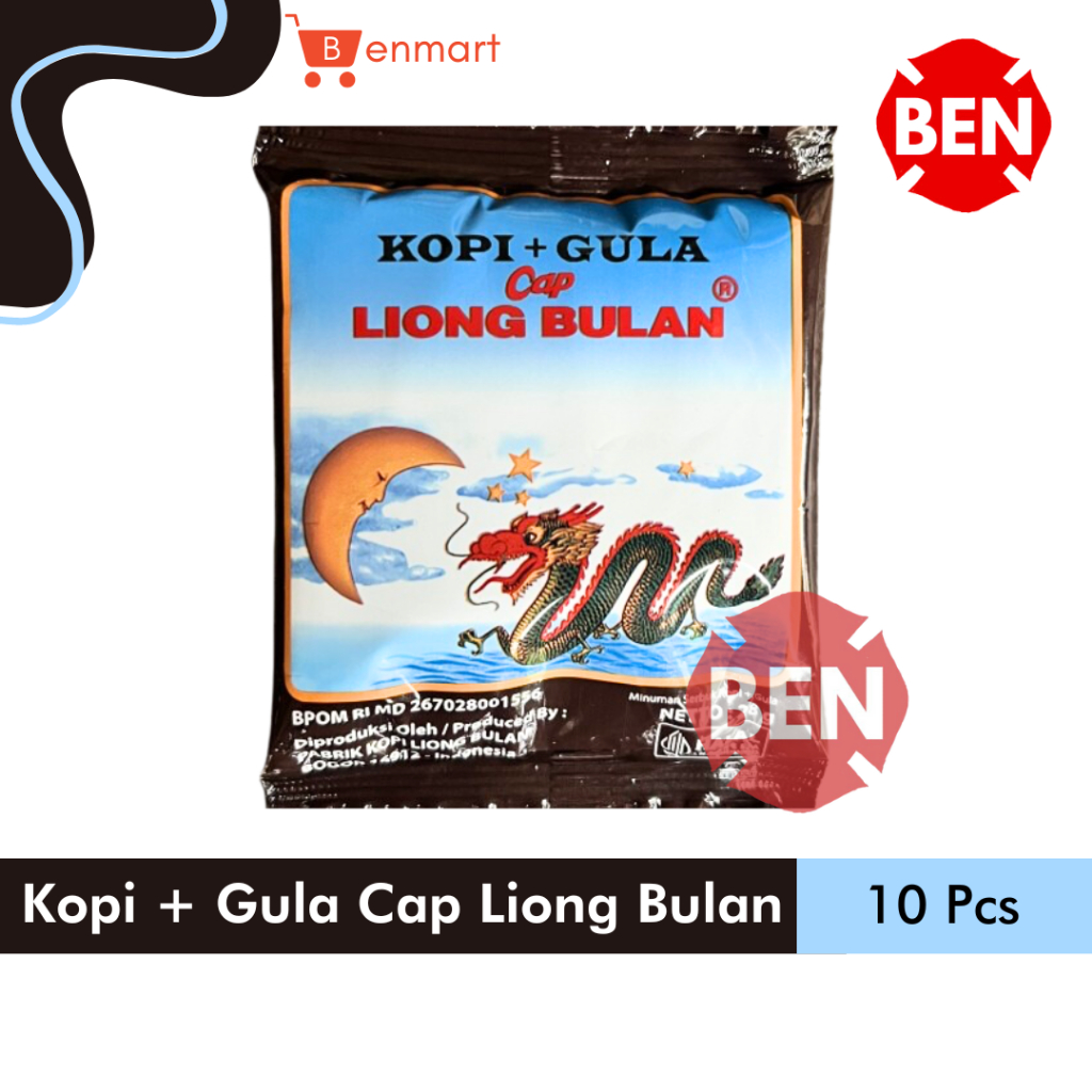 

Kopi Cap Liong Bulan (KOPI + GULA) 1 Renceng 10 Sachet Kopi Legend Jadul Khas Bogor