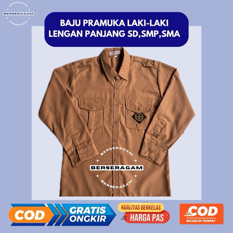 BAJU PRAMUKA SD SMP SMA PENGGALANG LENGAN PANJANG| BAJU PRAMUKA COWOK BAJU PRAMUKA LAKI-LAKI