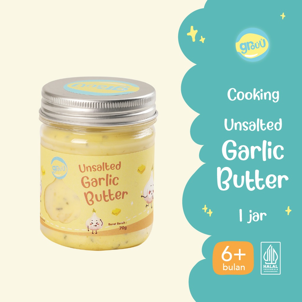 

Grouu - Makanan Bayi dan Anak - Bumbu Masakan Unsalted Garlic Butter (Mentega Tawar, Margarin, Bawang Putih, Daun Parsley)