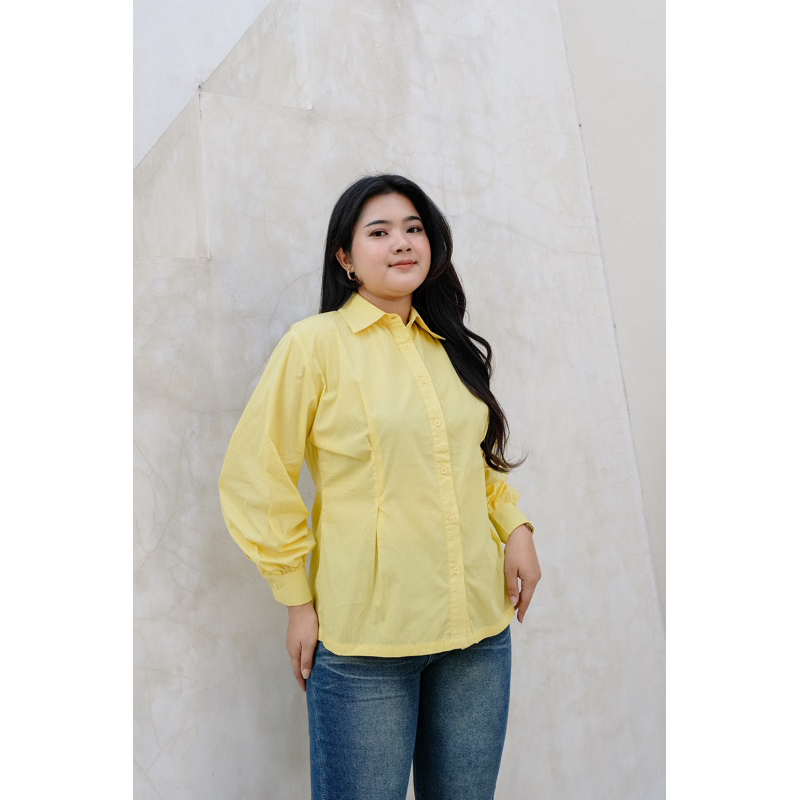 COTTONAIVE - Rana Shirt Kuning Yellow - kemeja wanita plus size - Atasan wanita oversized - Atasan w
