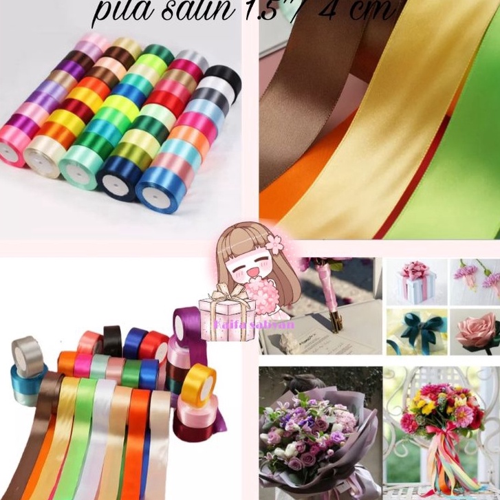 

PITA SATIN POLOS 15 INCH 4 CM PITA KADO 1 12 INCH HIASAN SOUVENIR 1 ROLL