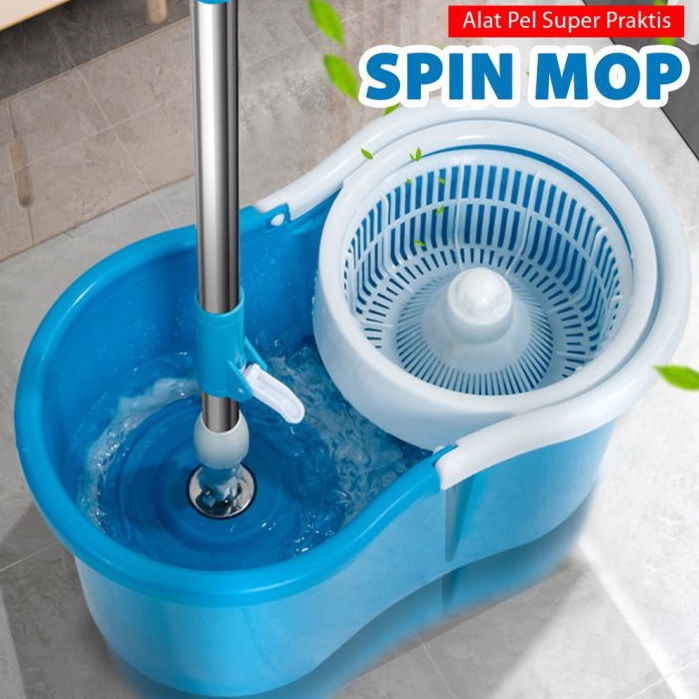 Bagus Banget Viling Store  Set Alat Pel Lantai Magic Spin Mop Pelan Super Mop Dengan Ember Pencuci P