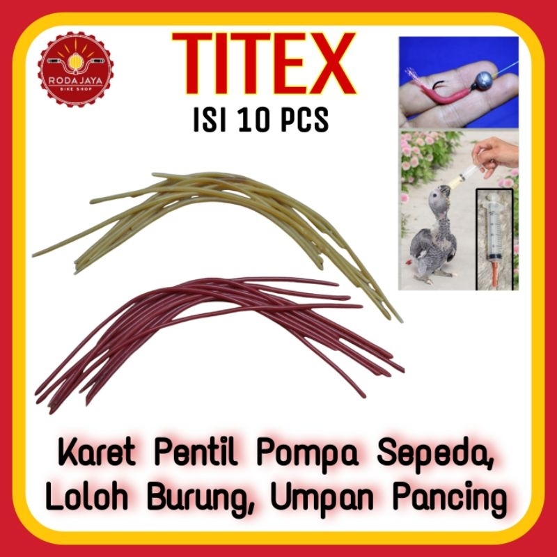 TITEX Karet Pentil Pompa 10 pcs Warna Warni Loloh Burung Umpan pancing Ketapel