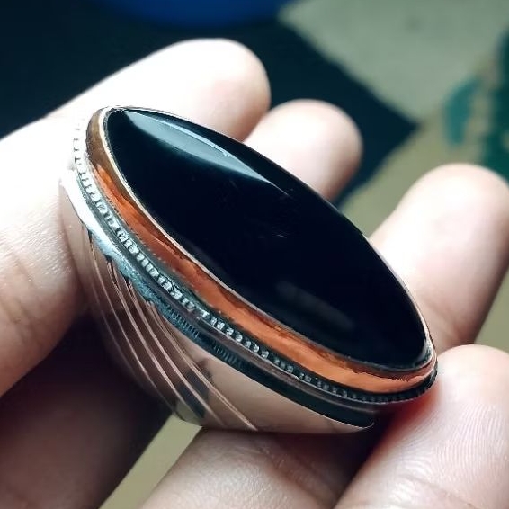 Cincin Batu Akik Yaman Wulung Model Pandan