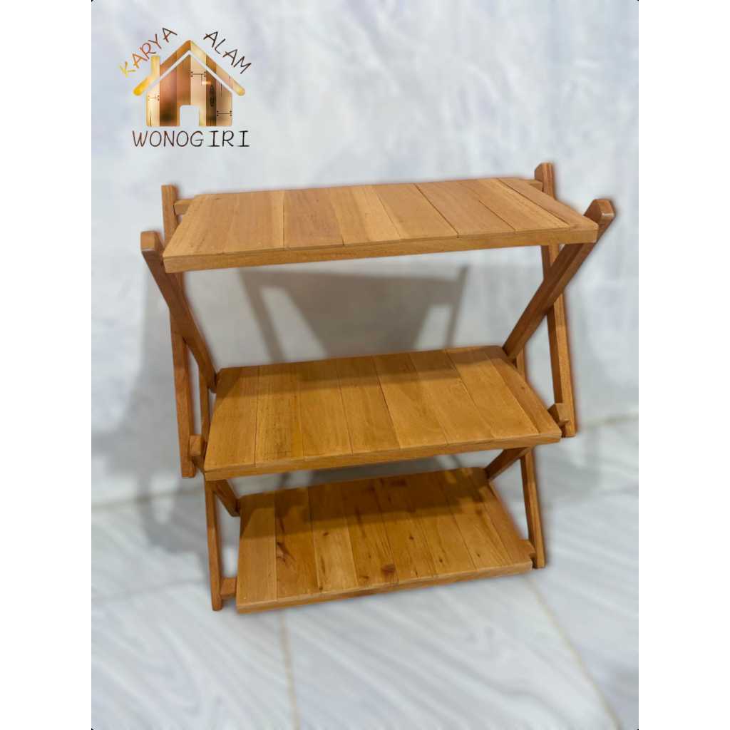 Syafa Dstore Rak Sepatu 3 Susun Kayu Zigzag Tempat Sepatu Lipat Serbaguna Rak Pot Minimalis