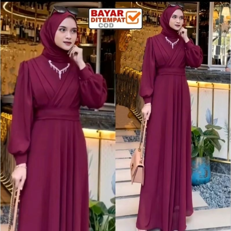 DRES KONDANGAN VINTAGE ALA KOREA GAUDY DRESS MATERNITY KONDANGAN
