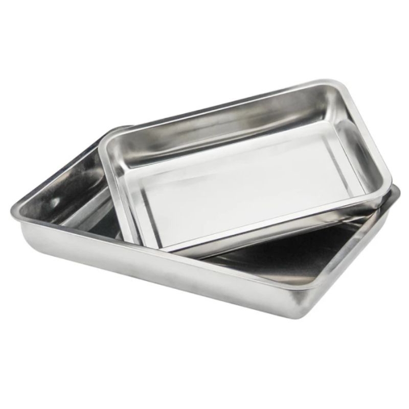 Baki nampan stainles dalam 7cm / Nampan stainles persegi panjang / Baki wadah saji 40 x 30